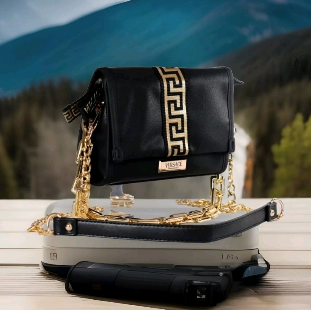 VERSACE Crossbody Clutch Bag Limited Edition Almost New Black